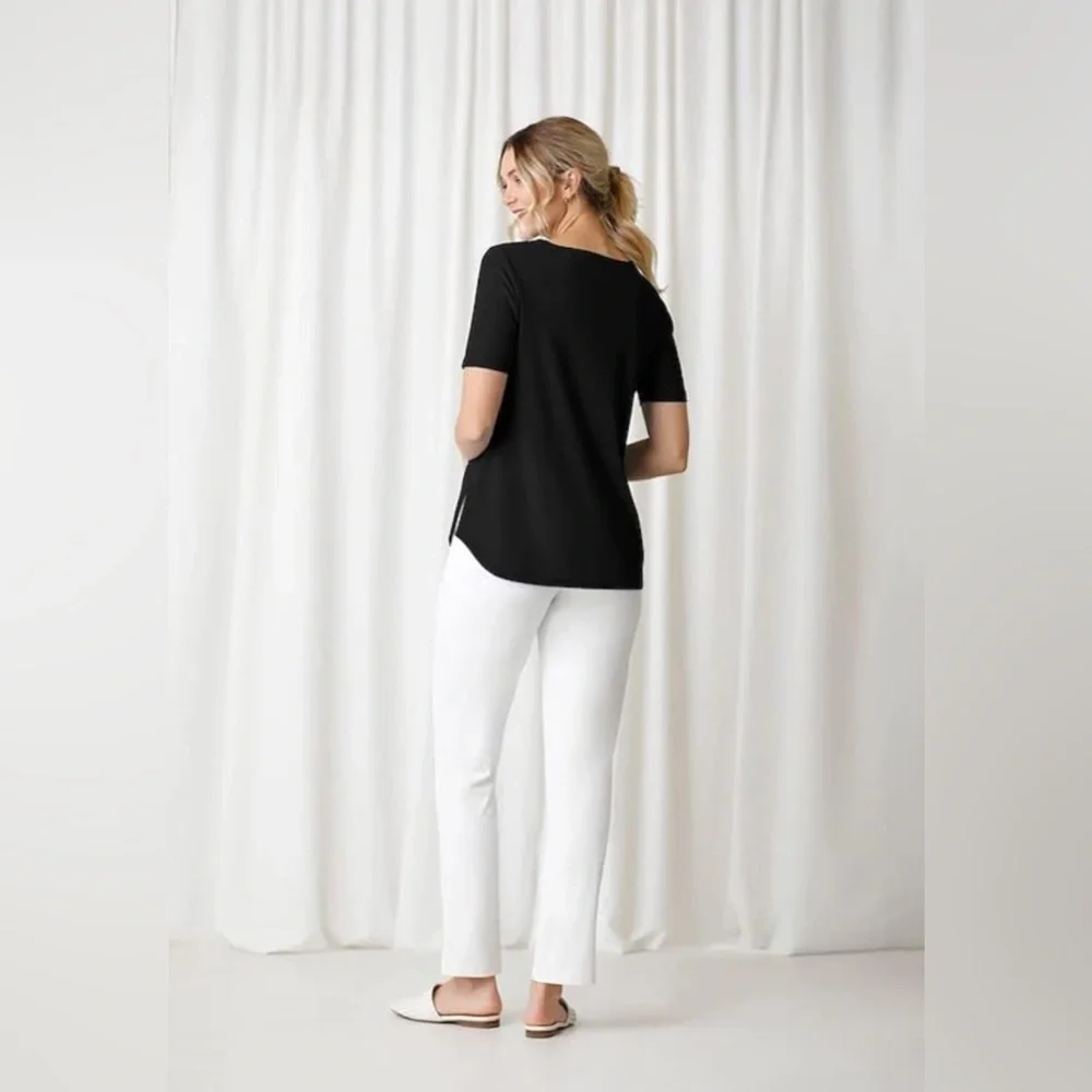 Sympli 8 Black Short Sleeve Go To T Shirt Tee Top Jersey Stretch Knit Classic - Picture 9 of 9